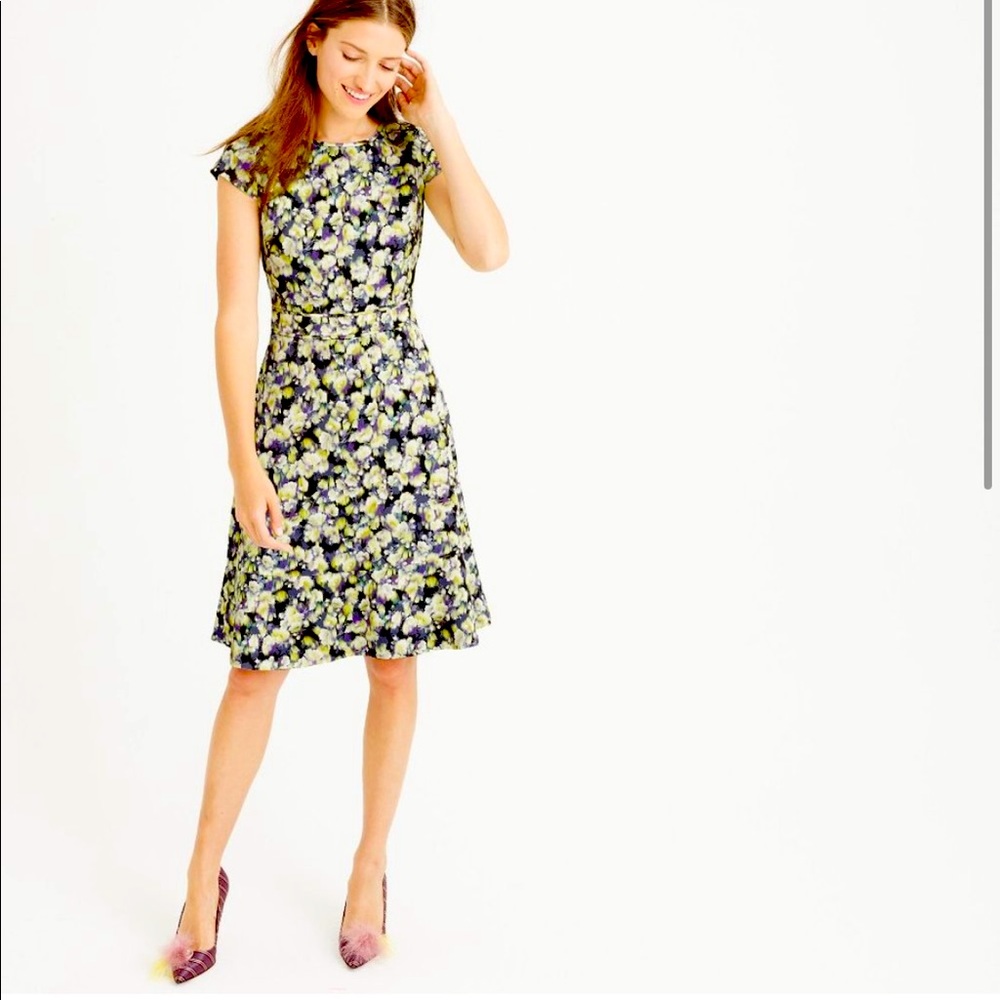 J. Crew NWT Cap Sleeve Dress Clover Floral Neon
